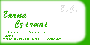 barna czirmai business card